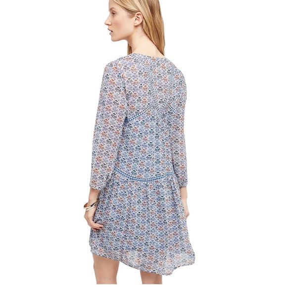 Anthropologie Holding Horses Betony Swing Dress in Blue Floral Sz 2 - Picture 3 of 14
